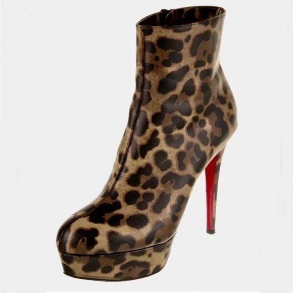 Christian Louboutin Leopard print kid leather ankle bootie. EU37kid leather. - Picture 1 of 9